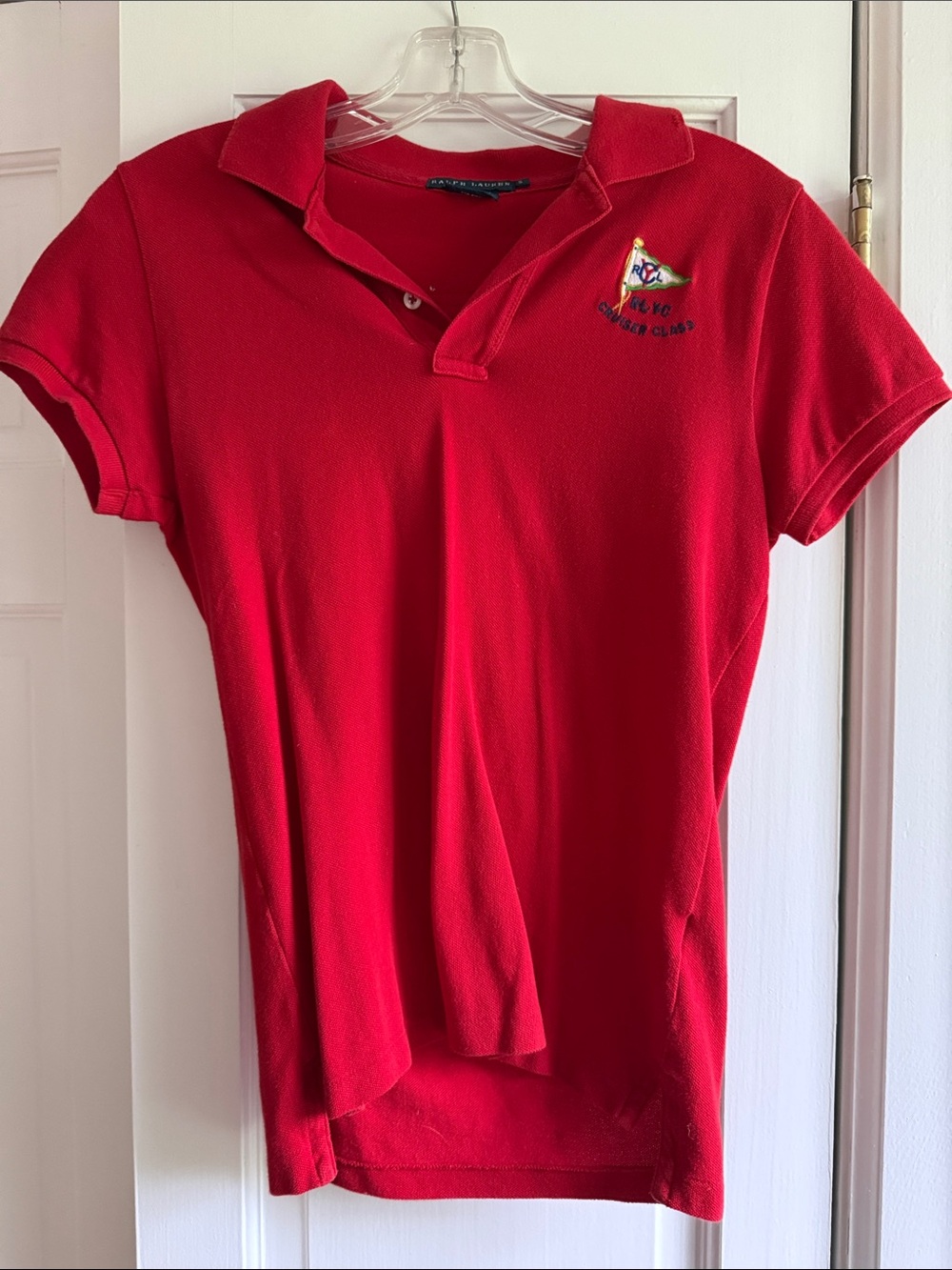 Vintage Ralph Lauren Red Polo Shirt with Embroidered Crest
